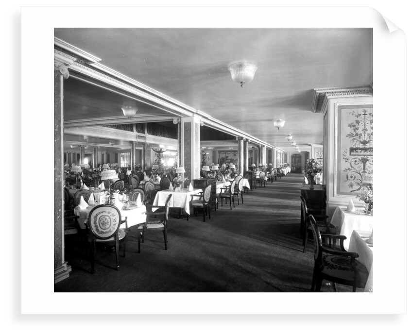 First Class Dining Saloon on the 'Aquitania' (1914) by Bedford Lemere & Co.