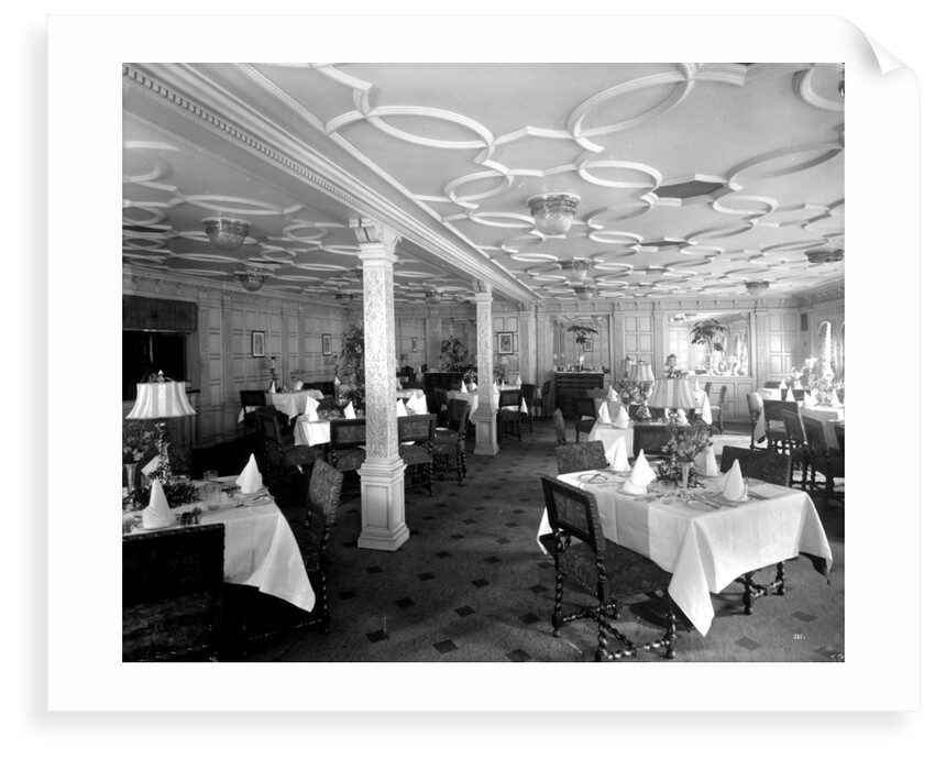 First Class Grill Room on the 'Aquitania' (1914) by Bedford Lemere & Co.