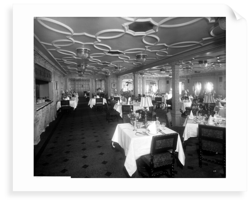First Class Grill Room on the 'Aquitania' (1914) by Bedford Lemere & Co.