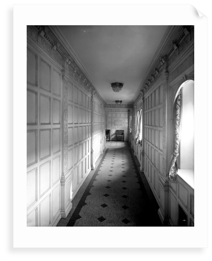 Corridor to the First Class Grill Room on the 'Aquitania' (1914) by Bedford Lemere & Co.