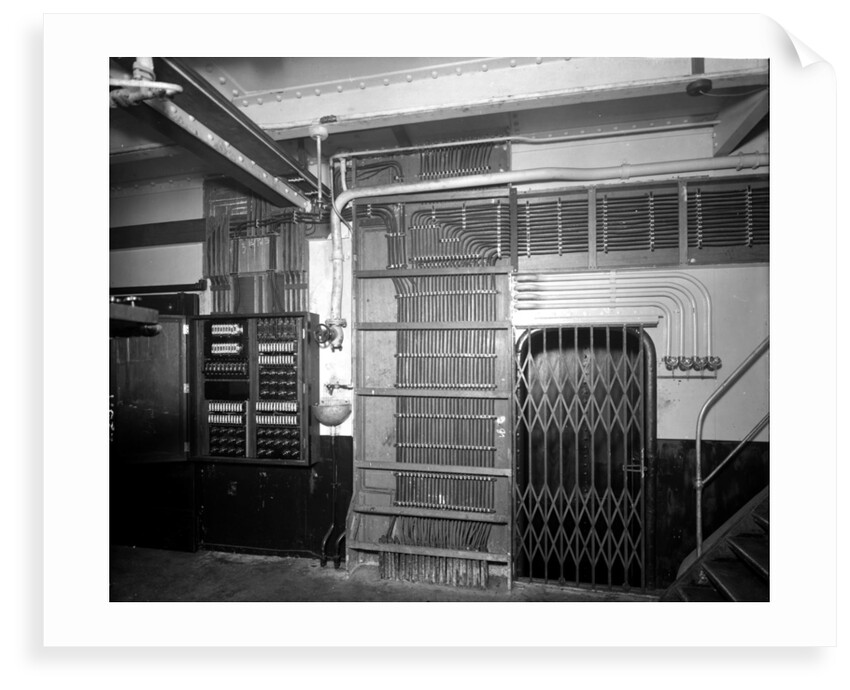 Electrical wiring in the First Class Pantry on the 'Aquitania' (1914) by Bedford Lemere & Co.