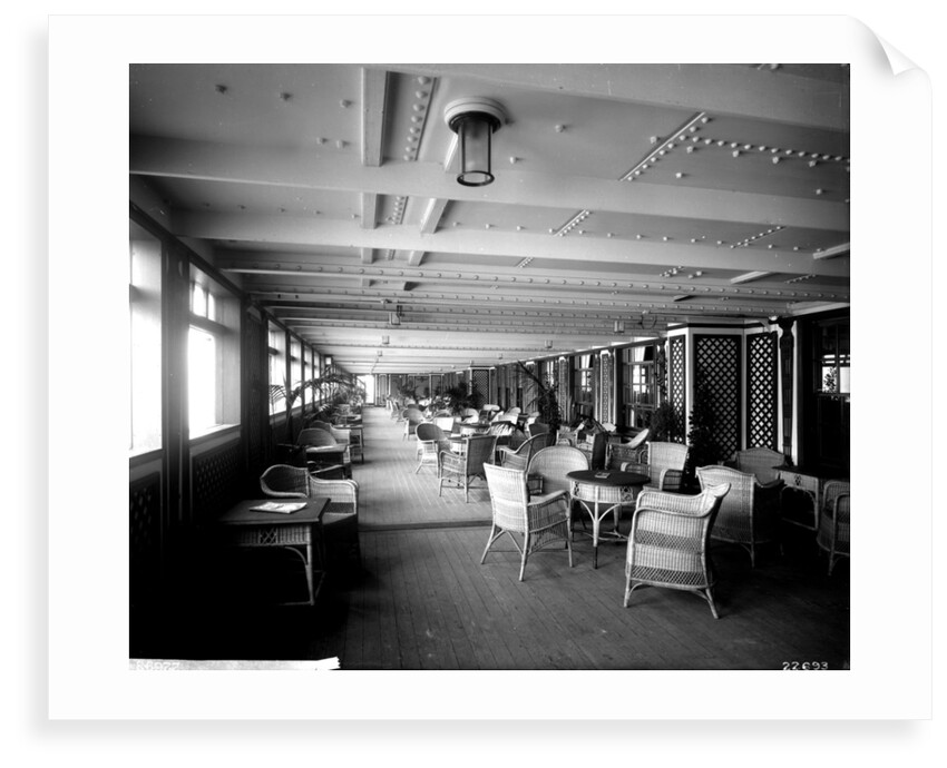 First Class Garden Lounge on the 'Aquitania' (1914) by Bedford Lemere & Co.