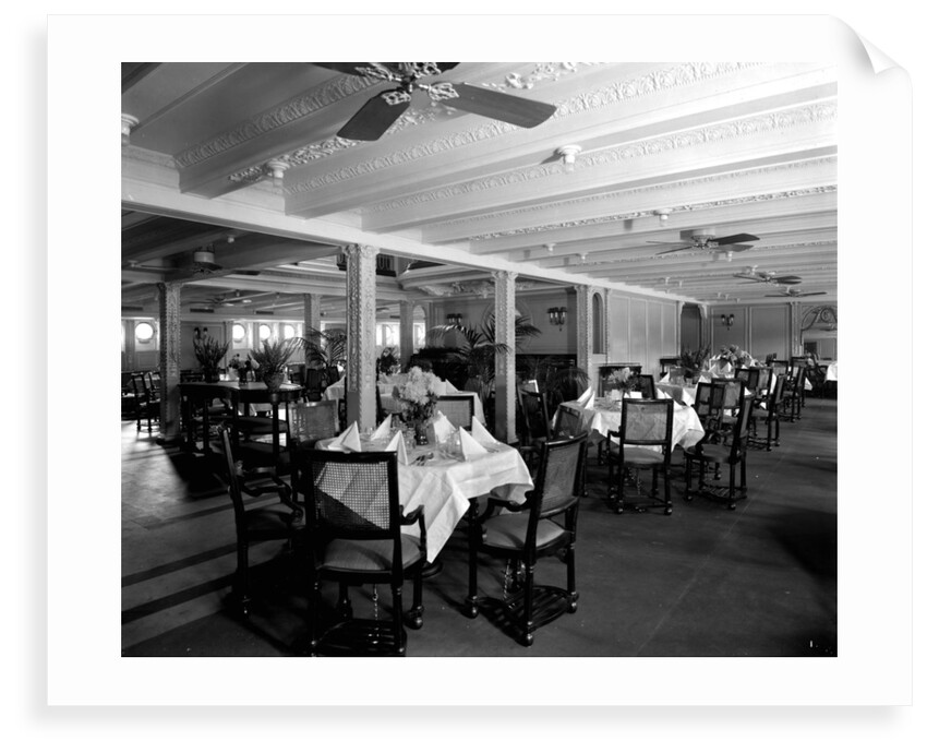 First Class Dining Saloon on the 'Essequibo' (1914) by Bedford Lemere & Co.