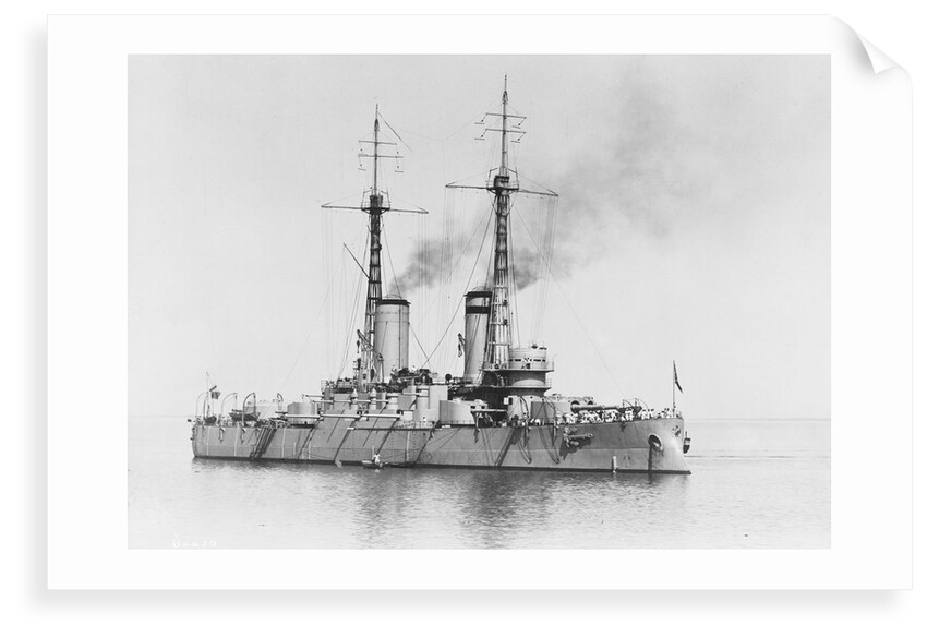 Battleship 'Bandrei Pervoswanni' (Ru, 1906) at anchor, possibly in the Portland area by unknown