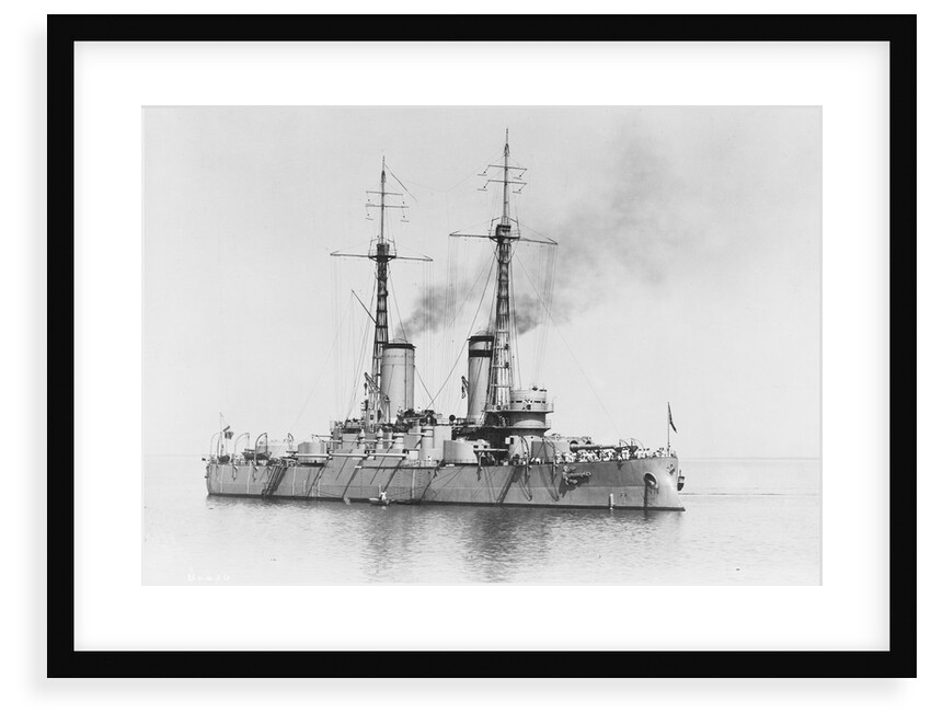 Battleship 'Bandrei Pervoswanni' (Ru, 1906) at anchor, possibly in the Portland area by unknown