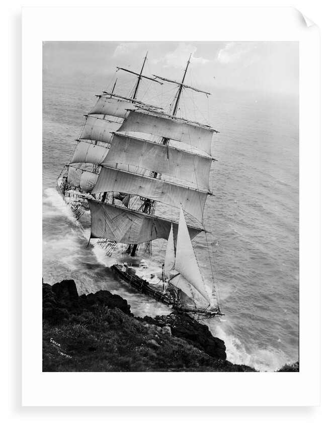 The three-masted barque Gunvor (1895) on the rocks at Pedn Boar, near Coverack by Gibson & Sons of Scilly