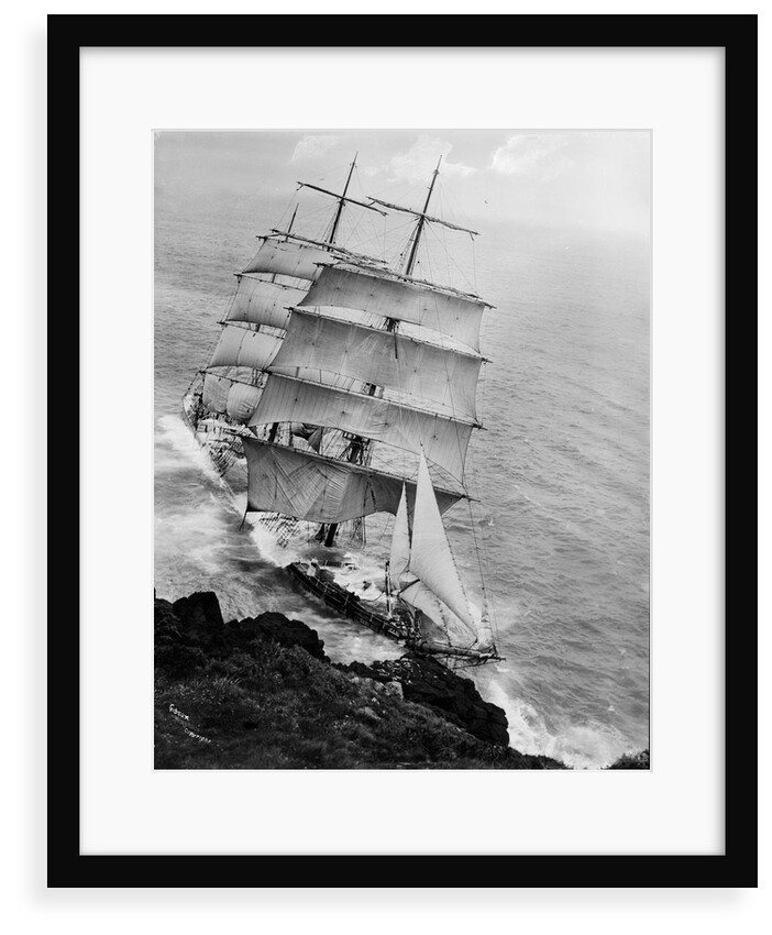The three-masted barque Gunvor (1895) on the rocks at Pedn Boar, near Coverack by Gibson & Sons of Scilly