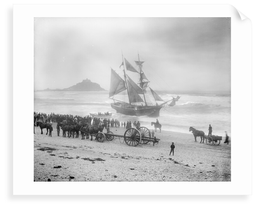 Jeune Hortense aground on the beach at Mounts Bay by Gibson & Sons of Scilly