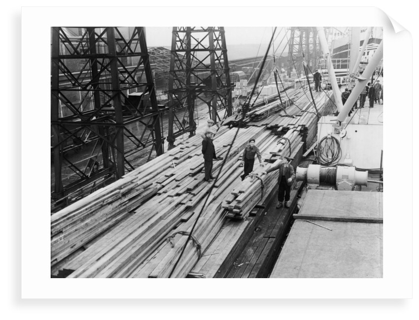 Wood unloaded from the Pacific Reliance (1951) by unknown