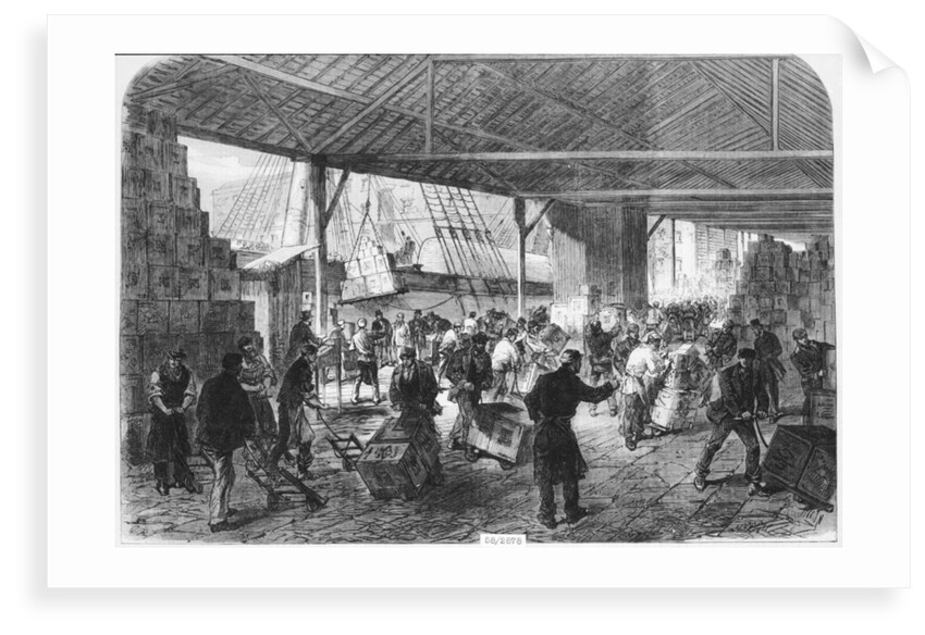 Unloading tea ships in the East India docks by unknown