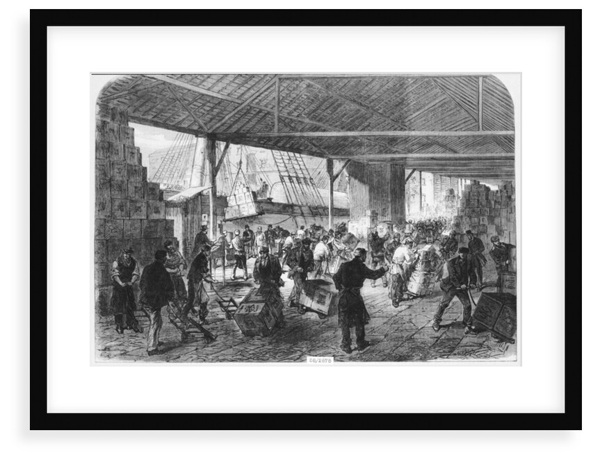 Unloading tea ships in the East India docks by unknown
