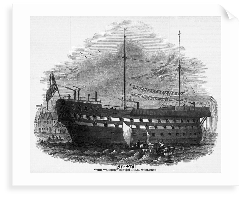 The hulk 'Warrior' (1781) anchored off Woolwich by unknown