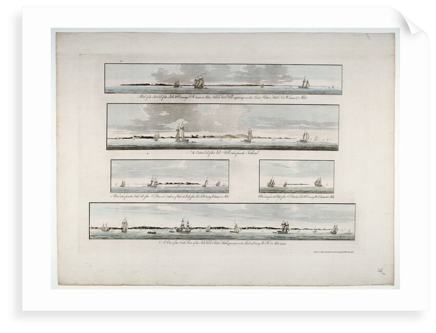 Chart entitled 'Five distant views of the Isle of Sable' by Des Barres, 1776 by Joseph Frederick Wallet Des Barres