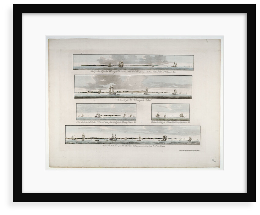 Chart entitled 'Five distant views of the Isle of Sable' by Des Barres, 1776 by Joseph Frederick Wallet Des Barres