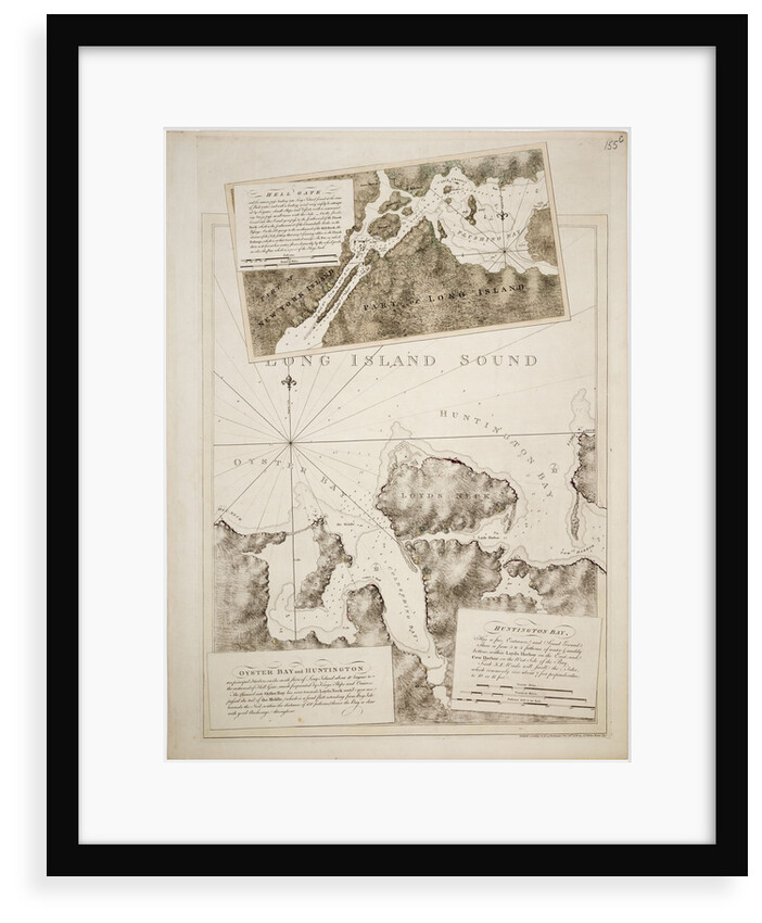Chart of Oyster Bay and Huntington Bay, Long Island Sound by Joseph Frederick Wallet Des Barres
