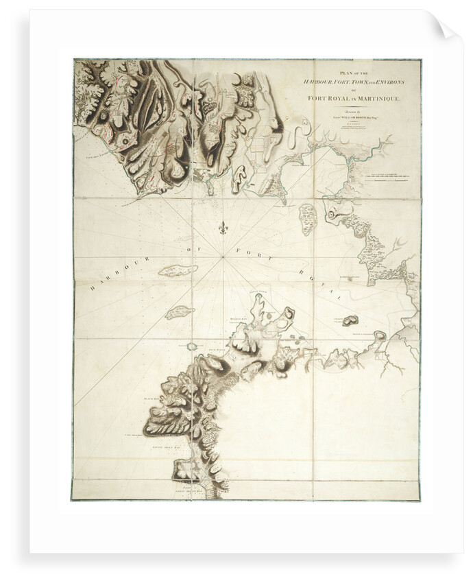 Plan of the harbour, fort, town and environs of Fort Royal in Martinique by William Booth