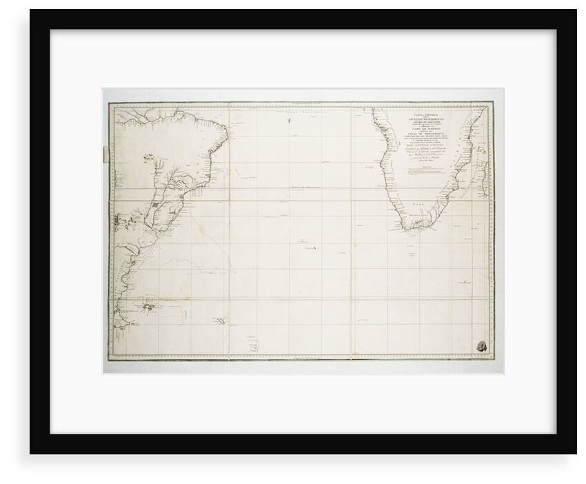 Chart of the Atlantic Ocean south of the Equator, 1785 by Deposito Hidrografico