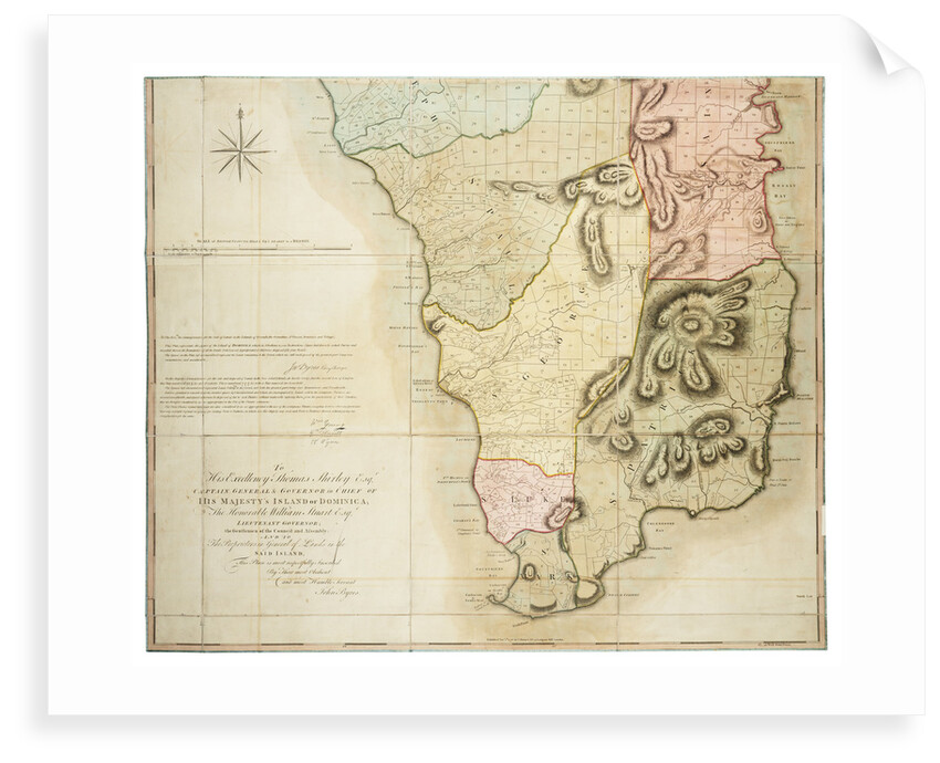 Plan of the Island of Dominica laid down by actual survey under the direction of the Honorable the Commissioners for the Sale of Lands in the Ceded Islands by John Byres Chief Surveyor 1776. by John Byres