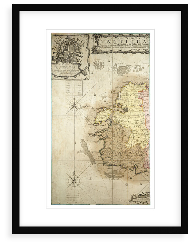 A new and exact map of the island of Antigua in America, according to a survey made in the years 1746-1748 by Robert Baker