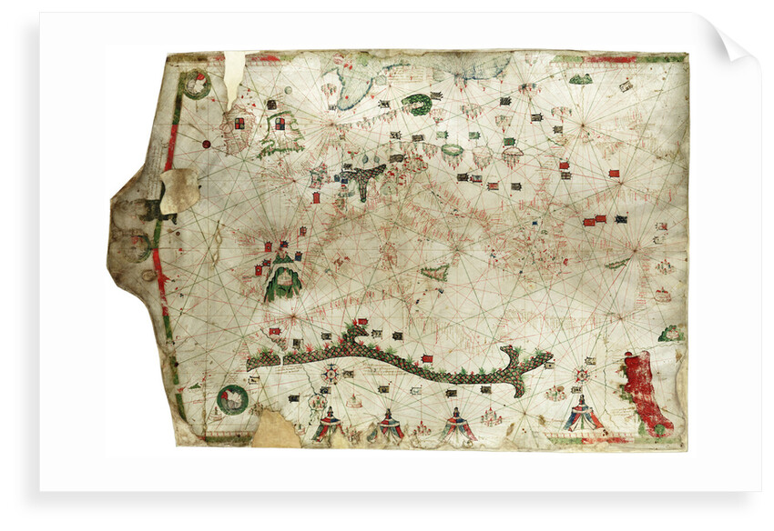 A Mediterranean chart showing the North East Atlantic by Arnaldus Domenech