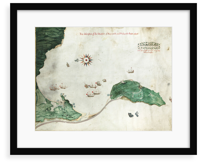 Chart 'A true description of the situation of Weymouth and Melcombe Regis', 1626 by William Simpson