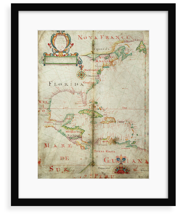 Chart of the western Atlantic, 1678 by Joel Gascoyne