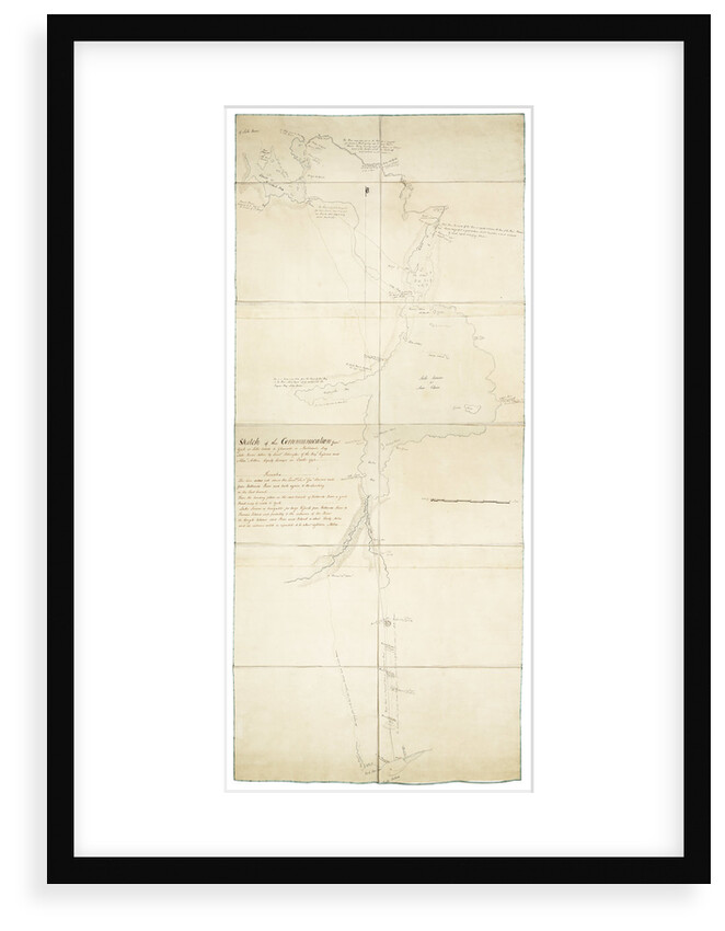 Sketch of communication from York on Lake Ontario to Glouscester [sic] or Machidash Bay Lake Huron taken by Lieut.t Pilkington of the Roy.l Engineers and Alex.r Aitken Deputy Surveyor in October 1793. by Robert Pilkington; Alexander Aitken