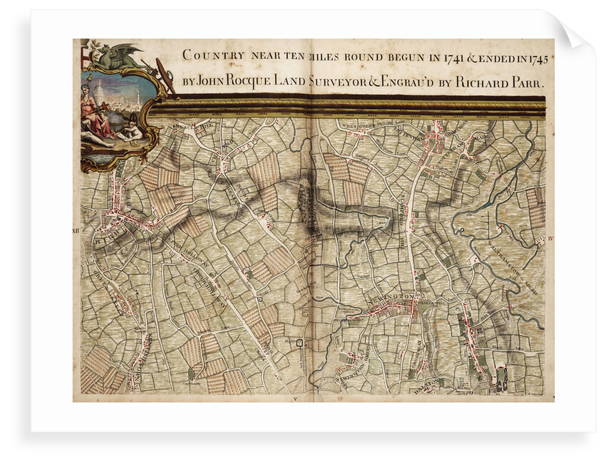 Map of Highgate, Kentish Town, Holloway, Tottenham and Newington by John Rocque
