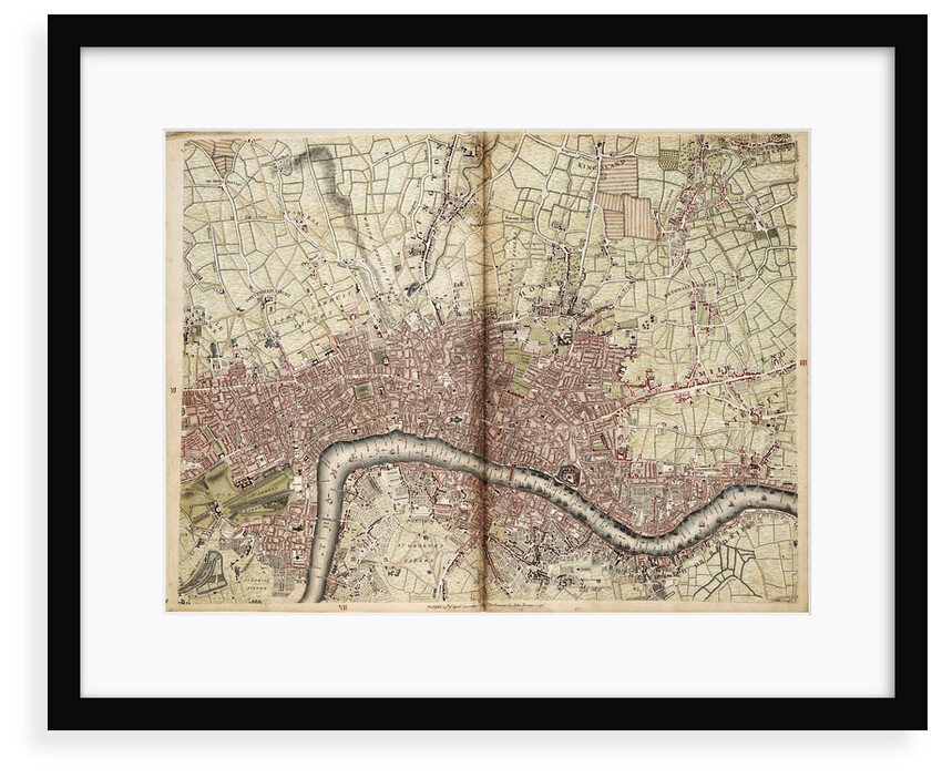 Map of Islington, Westminster, City and Southwark by John Rocque