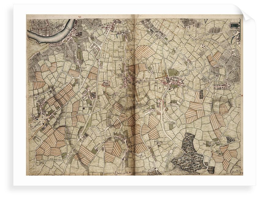 Map of Vauxhall, Clapham, Peckham and Dulwich by John Rocque