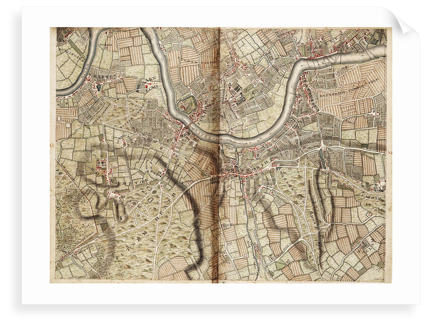 Map of Barnes, Battersea, Putney and Wandsworth by John Rocque