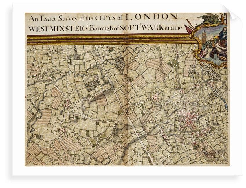 Map of Willesden and Hampstead by John Rocque