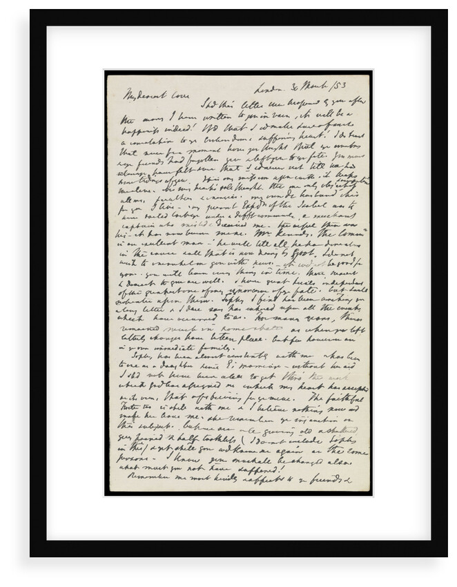 Letter from Lady Jane Franklin to her husband Sir John Franklin dated 30 March 1853 by Lady Jane Franklin