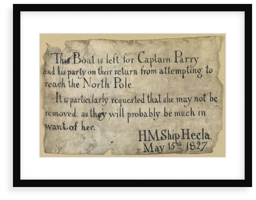 Message from William Edward Parry's attempt on the North Pole 1827. by unknown