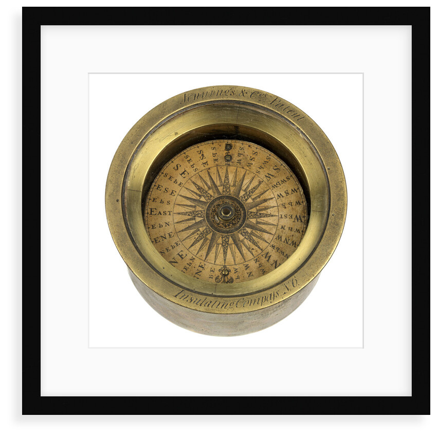 A magnetic dry-card compass of a type patented by Henry Jennings in 1818 (no. 4259) by Jennings and Company