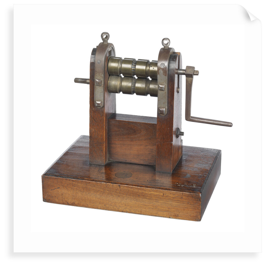 Metal bar rolling and branding machine by unknown