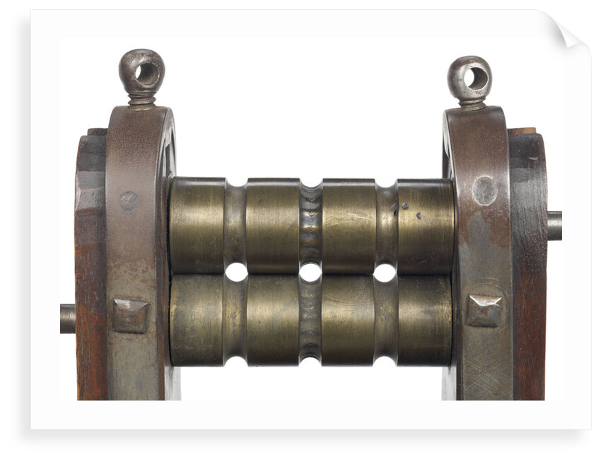Metal bar rolling and branding machine by unknown