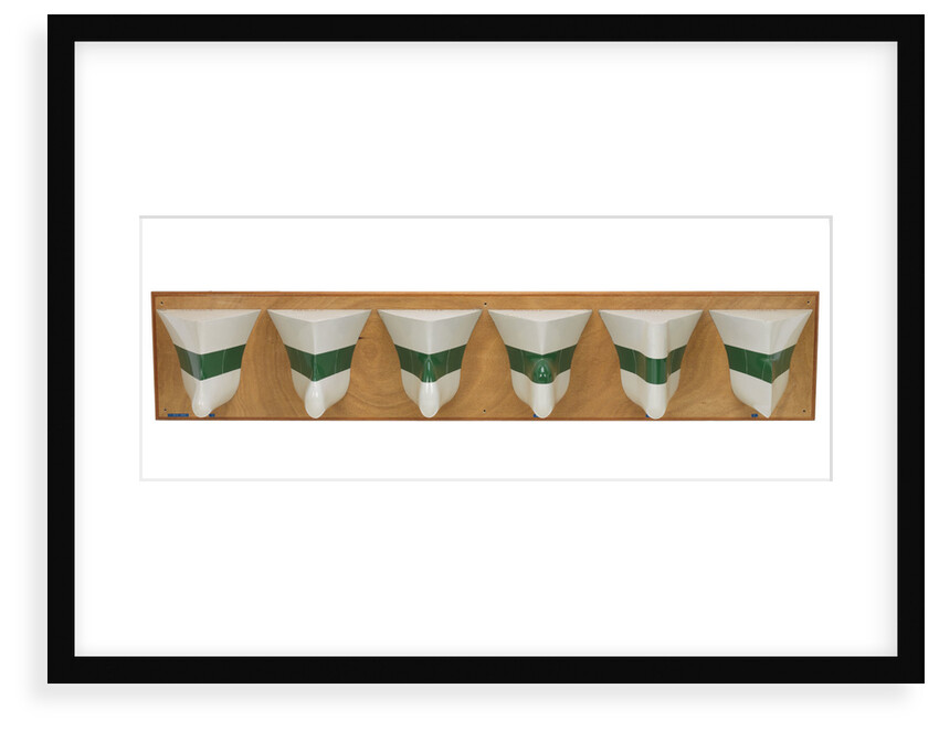 Sectional model depicting six bows by unknown