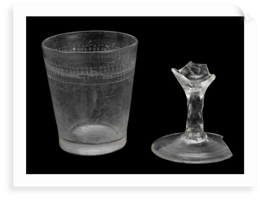 Glass tumbler and glass stem by unknown