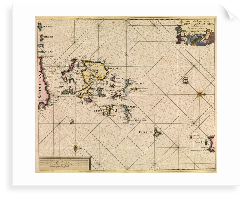 Chart of Orcades Eylande (Orkneys) from van Keulen's 'Great and Newly Enlarged Sea Atlas', 1682 by Johannes van Keulen