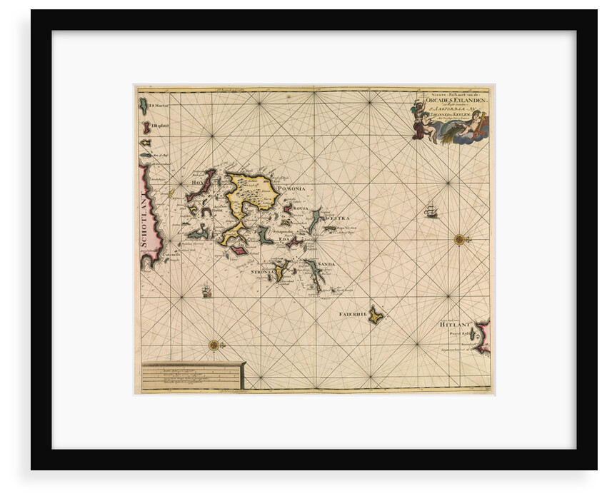 Chart of Orcades Eylande (Orkneys) from van Keulen's 'Great and Newly Enlarged Sea Atlas', 1682 by Johannes van Keulen