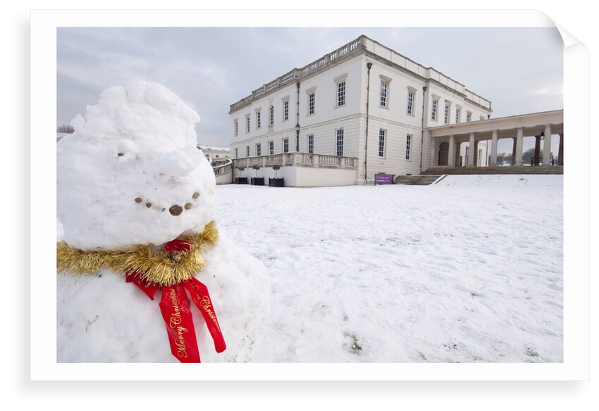 Snowman with The Queen's House in the background by National Maritime Museum