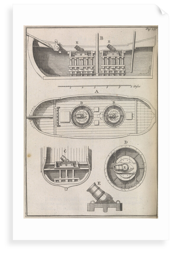 Bomb vessel plans, plate from 'Memoires d'Artillerie' by Pierre Surirey de Saint Remy by unknown