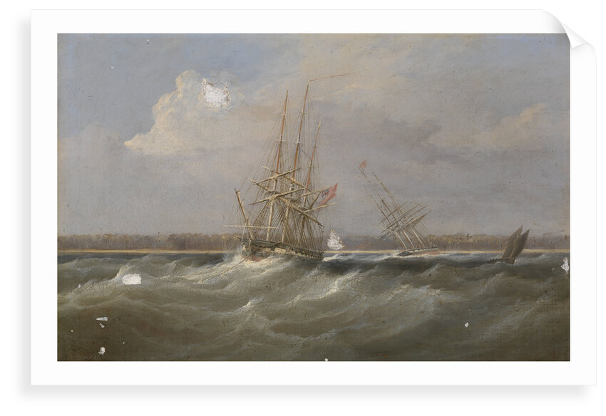 The opium clipper 'Sylph' salvaged by the sloop 'Clive', 1835 by William John Huggins