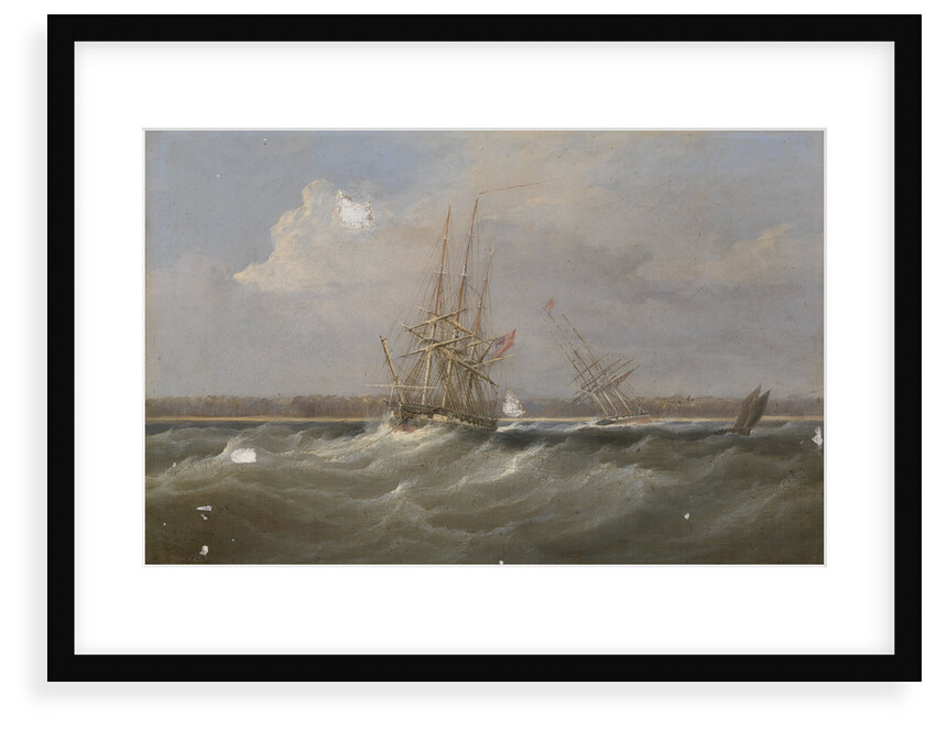 The opium clipper 'Sylph' salvaged by the sloop 'Clive', 1835 by William John Huggins