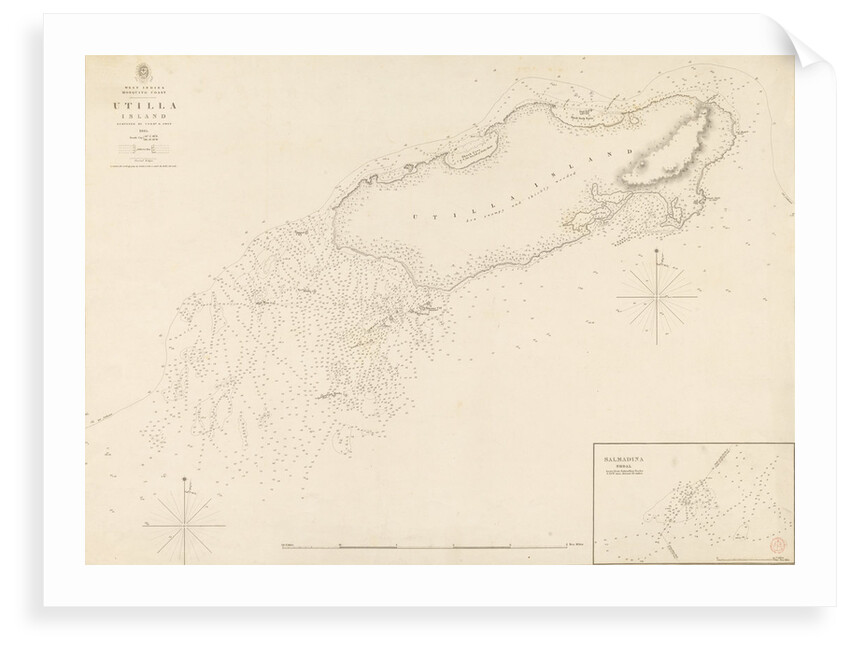 West Indies Mosquito Coast Utilla Island surveyed by Commander R. Owen 1835 by British Admiralty