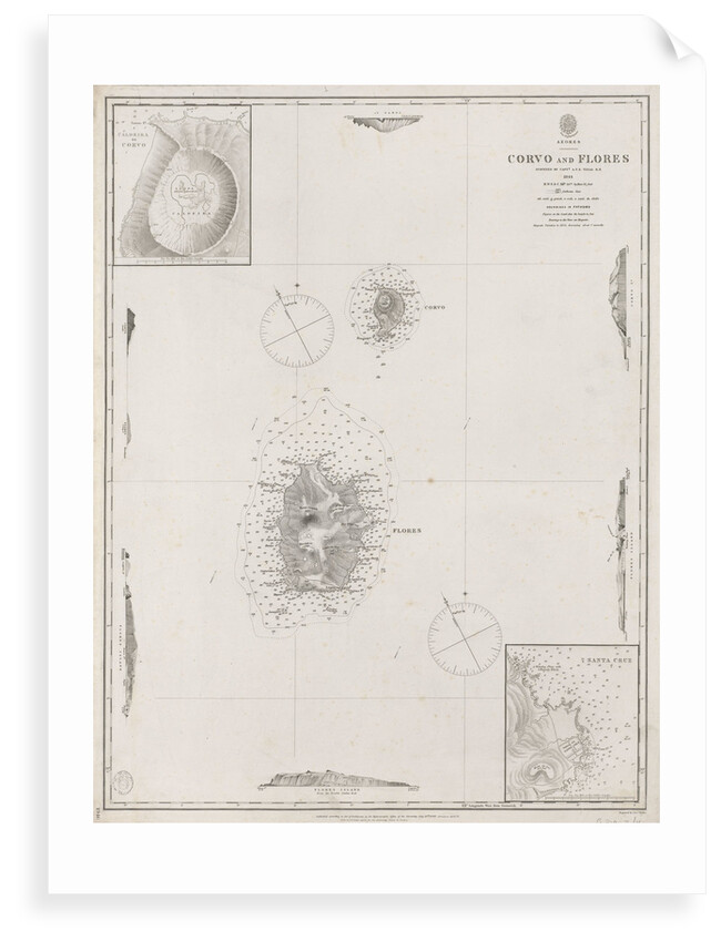 Azores Corvo and Flores. Surveyed by Capt. A.T.E Vidal R.N 1844. by British Admiralty