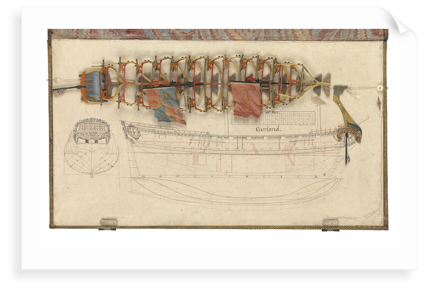 Folding model and plan of the 'Gurland' (1721) by unknown