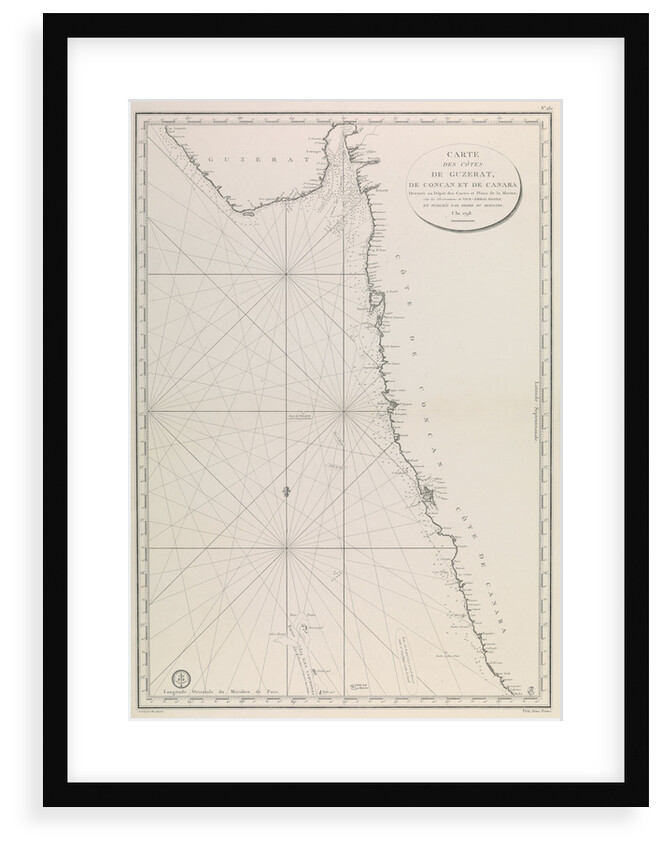 Map of the Gujarat coast by French Admiralty