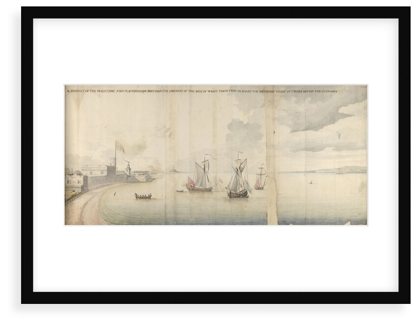 A prospect of the magazine and platform of Portsmouth and part of the Isle of Wight taken from on board the Richmond yacht outward bound for Guernsey by Thomas Phillips